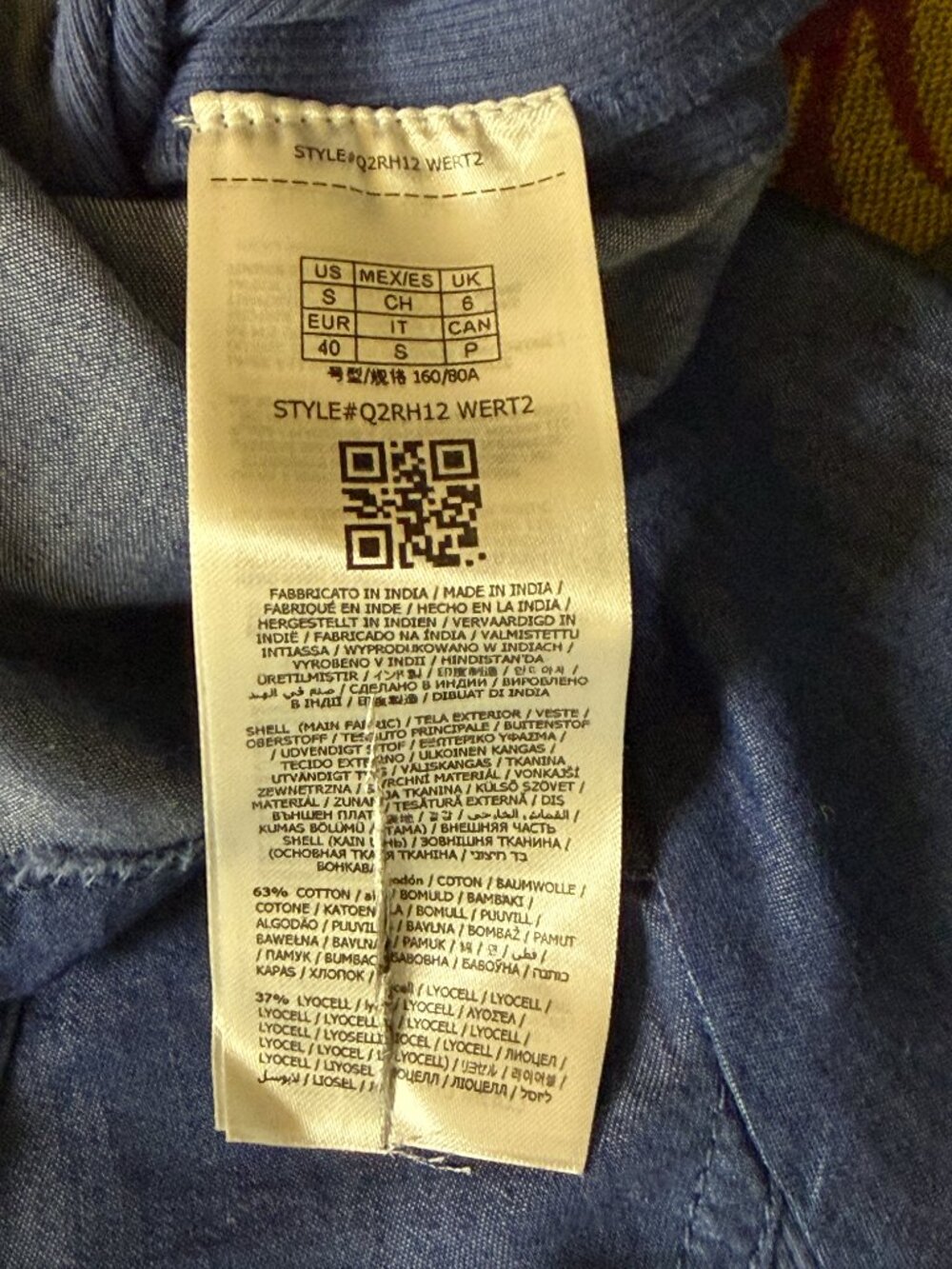 Guess Chambray Shirt Top Blouse Zip Front Roll Tab Sleeve Blue S NWOT - Picture 6 of 7